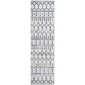 Moroccan Hype Boho Vintage Diamond Area Rug Cream/Navy